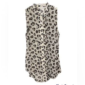 Leopard Button Down Tank Blouse